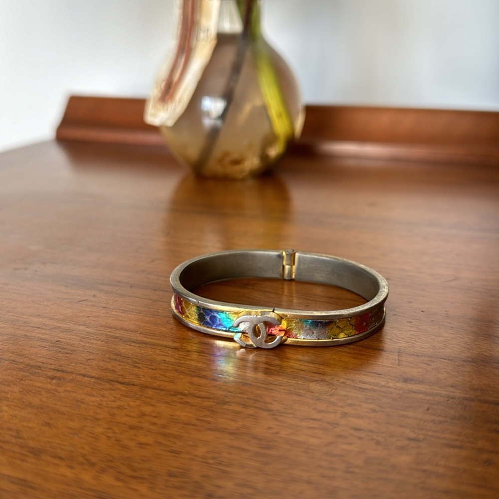 Vintage Brass Gold Snake Skin Bracelet